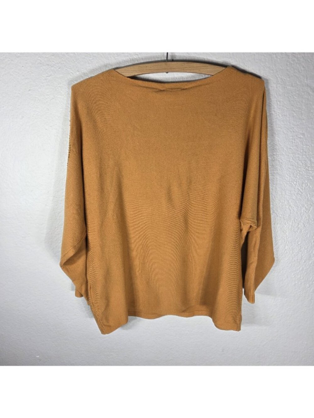 Liv Milano Mustard Yellow Embellished Pullover Dolman Sleeve Sweater Size L - Picture 2 of 16